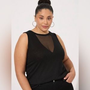 Torrid Feather Soft Slub Crew Neck Mesh
Inset Tank